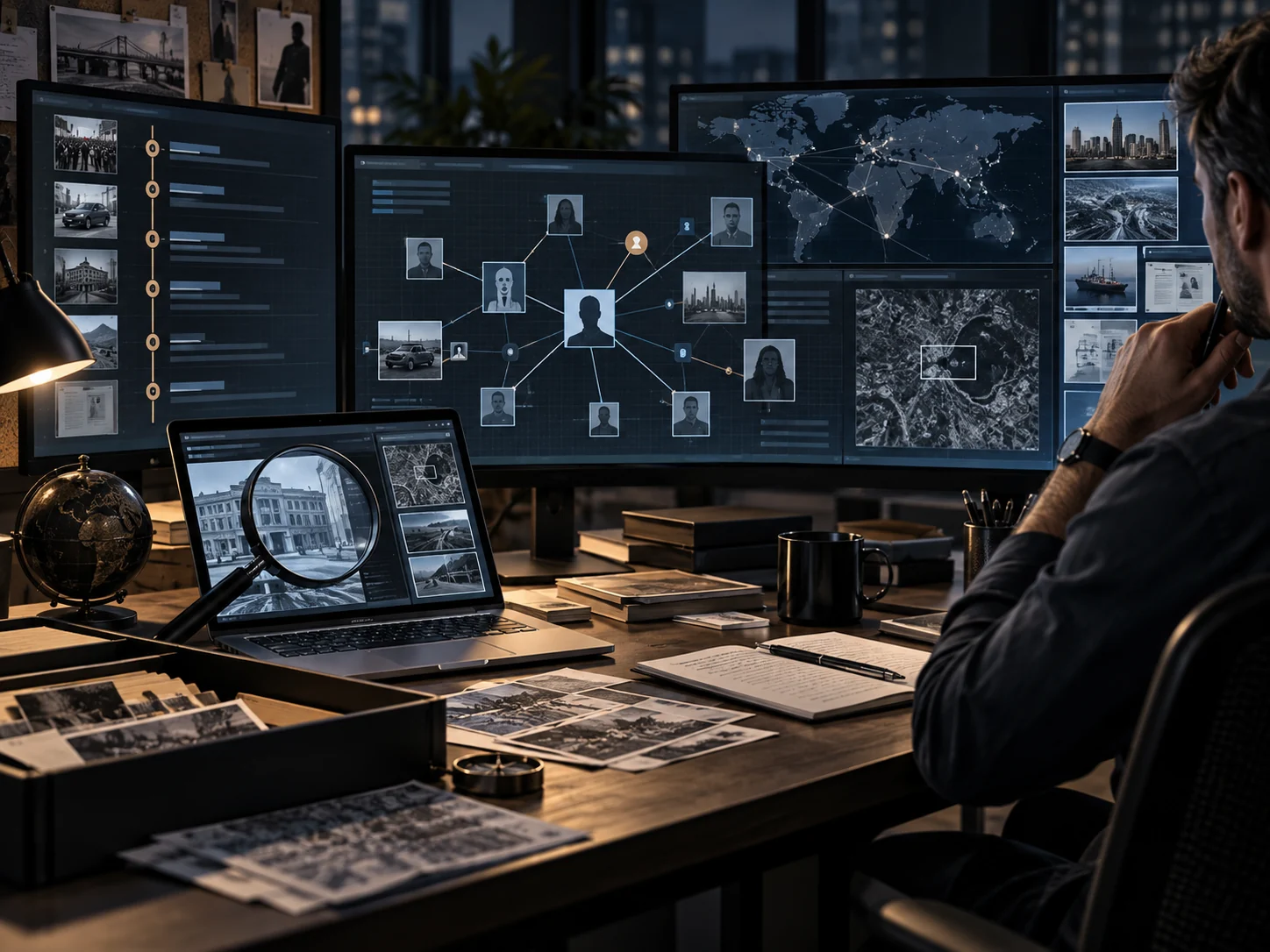 OSINT investigation and relationship-mapping workspace.