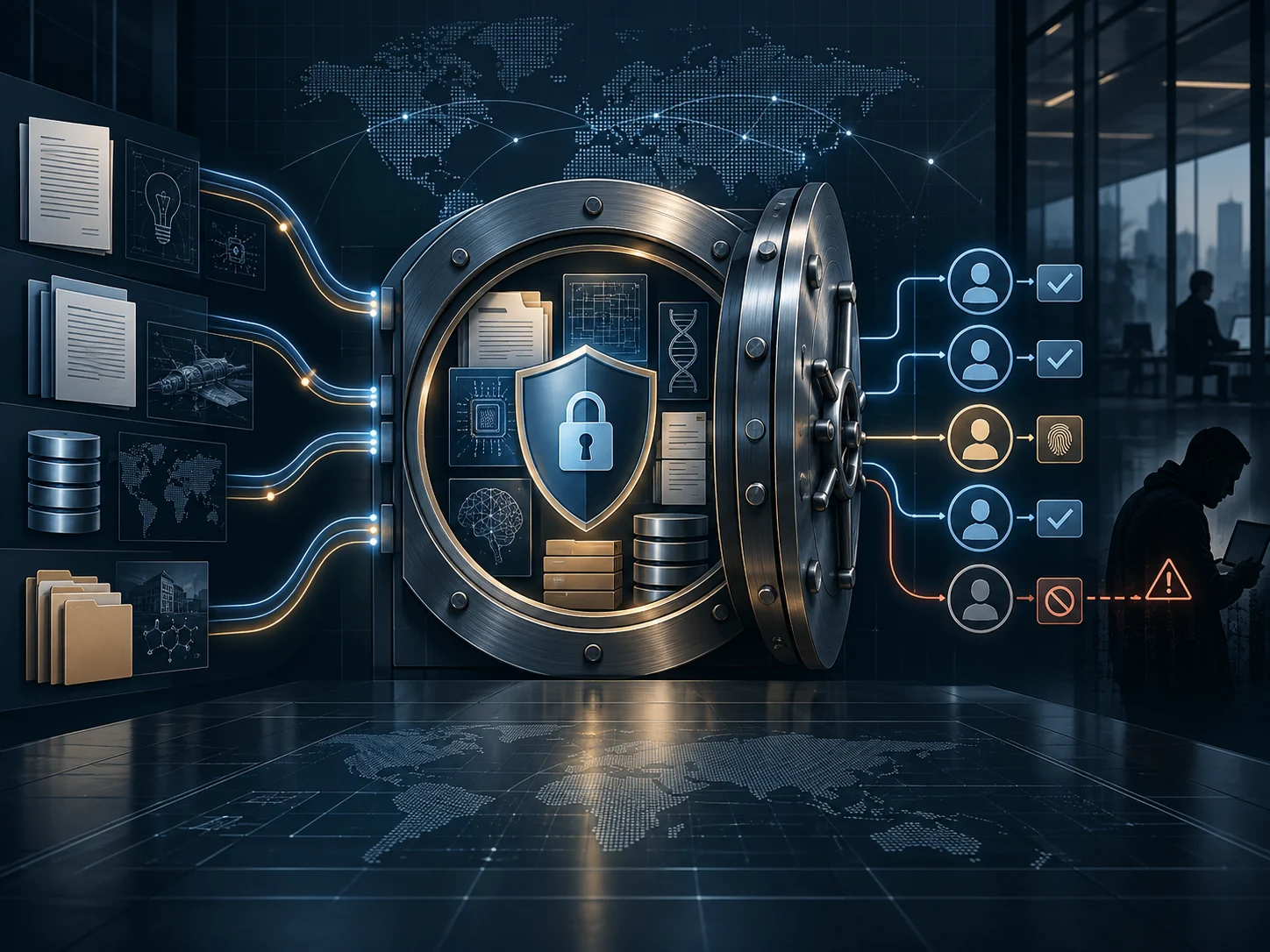 Intellectual property protection and access-risk illustration.